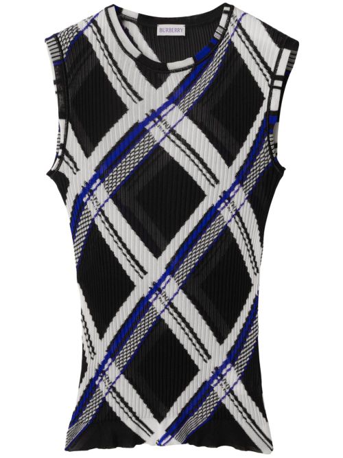Checked silk top