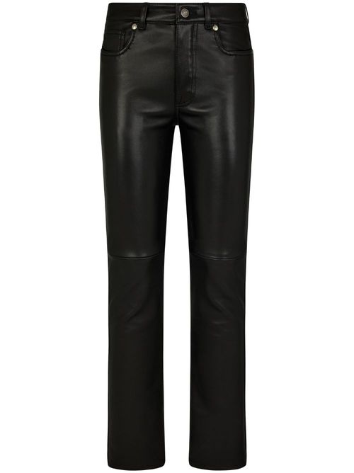 Low-rise tapered leather trousers - Black