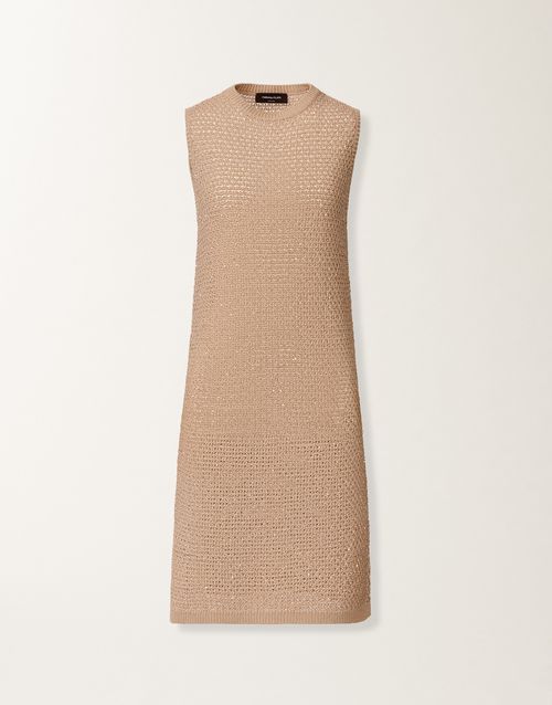 Mini dress in cotton tape with sequins, maple