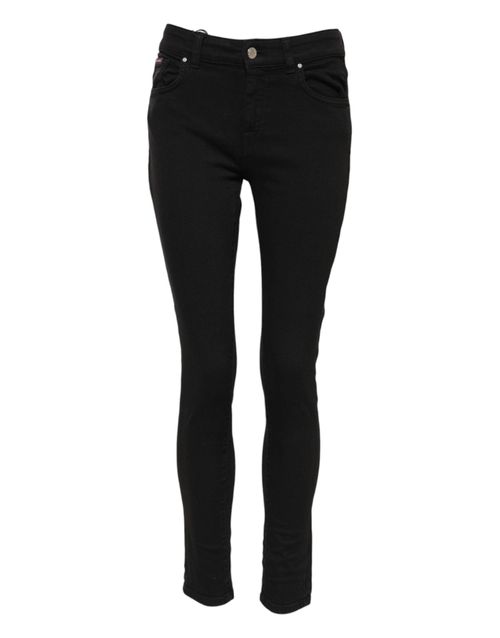 Skinny Mid-Waist Denim Jeans — Black