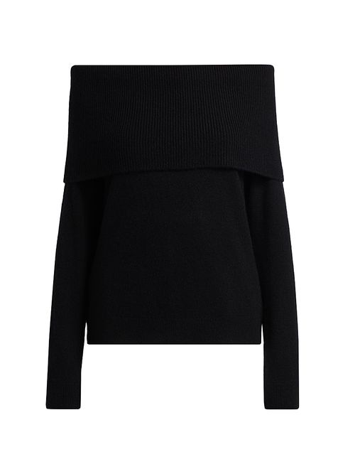 Women's Cashmere Off-The-Shoulder Sweater - Black