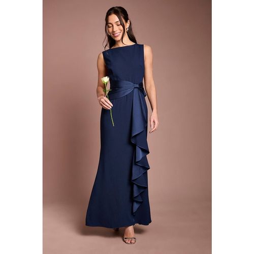 Coast Women's Sleeveless Round Neck Sash Waist Maxi Bridesmaid Dress in Navy