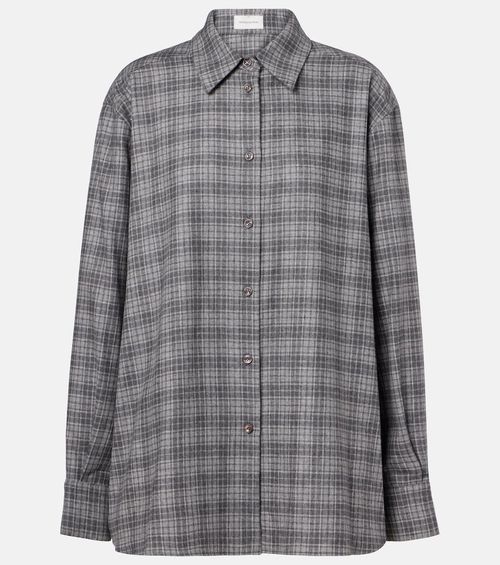 Checked wool and cashmere shirt