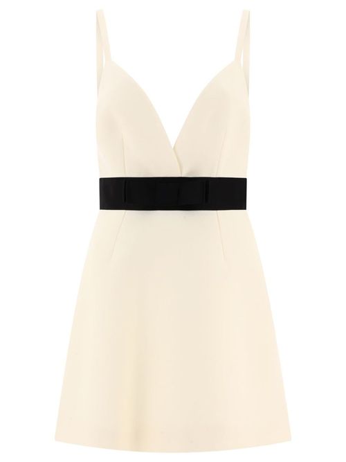 Woolen Dress With Satin Belt And Straps