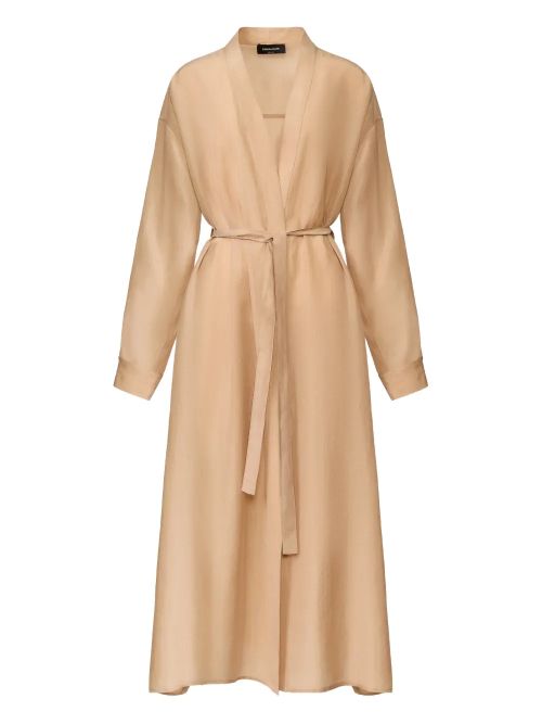 Belted Lyocell Coat — Beige