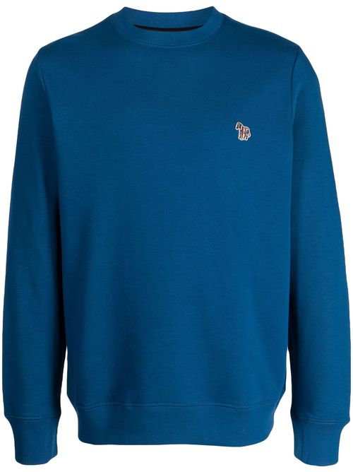 Logo-patch cotton sweatshirt - Blue