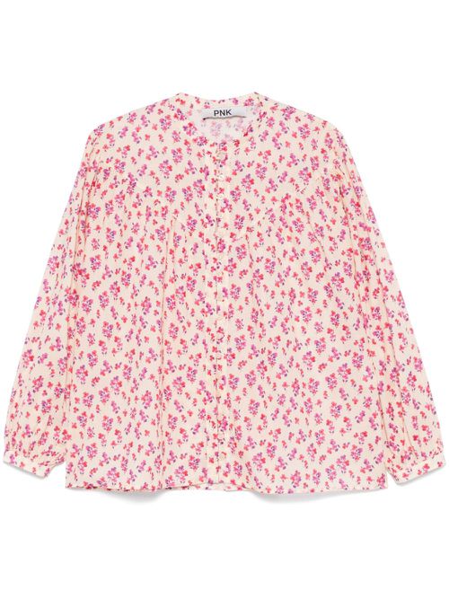 Printed cotton blouse - Neutrals