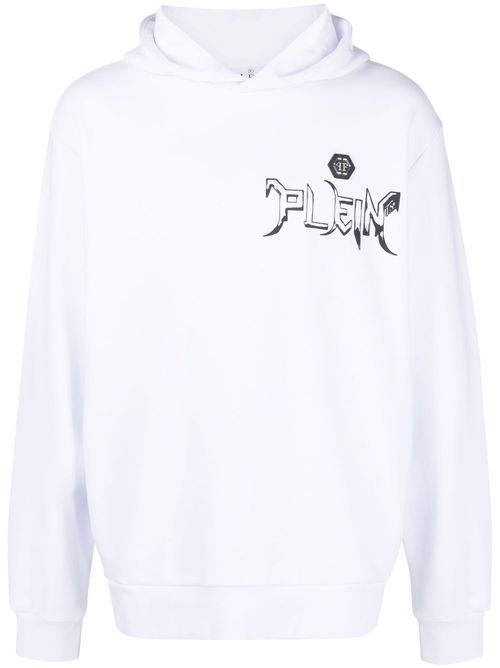 Chrome logo-print long-sleeve hoodie - White