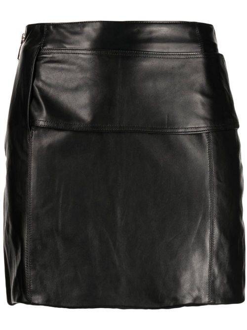 Zip-up leather skirt - Black