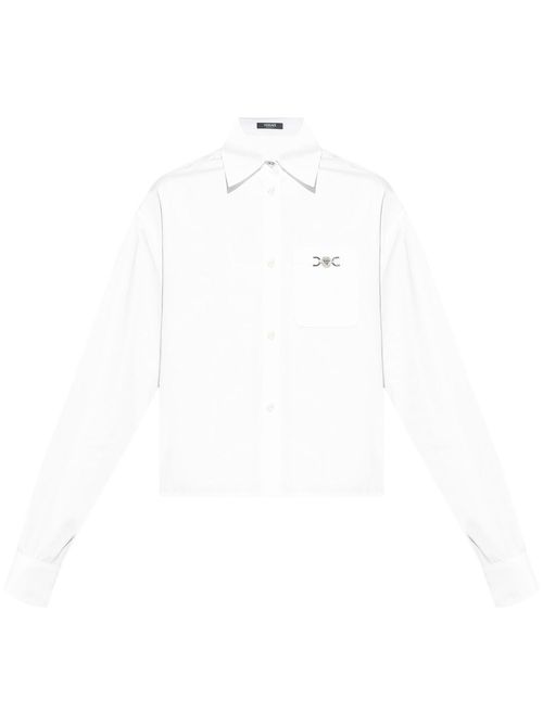 Medusa-plaque cotton shirt - White