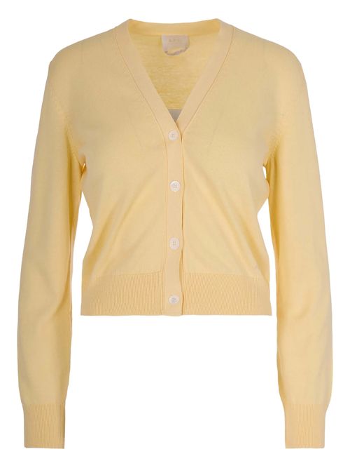 A. p.c. Women's V-Neck Cotton Sweater with Ribbed Hems & Button Front