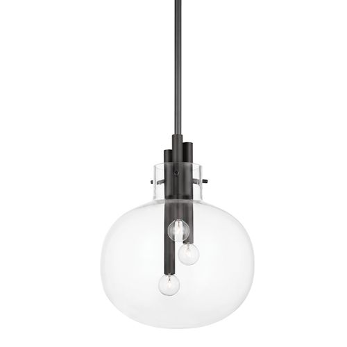 Black Brass Three Light Pendant from the Hempstead Collection