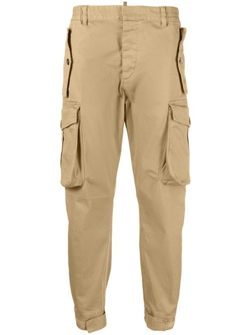 Straight-leg cotton cargo trousers - Neutrals