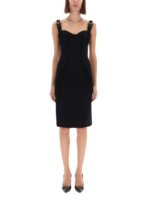 Baroque Buckle Cutout Midi Dress