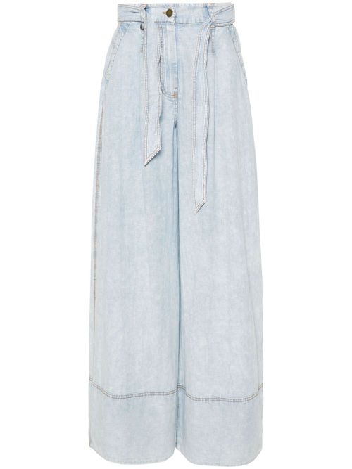Wide-leg cotton jeans - Blue