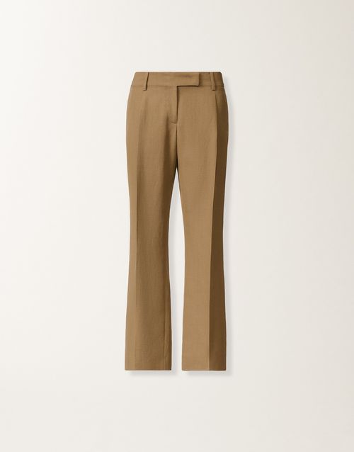 Fluid linen and viscose pants, taupe