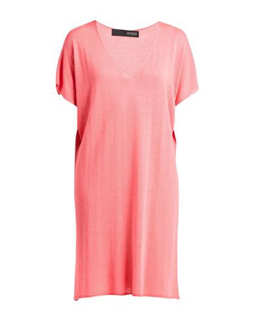Woman Mini dress Coral Size L/XL Viscose, Linen, Cotton