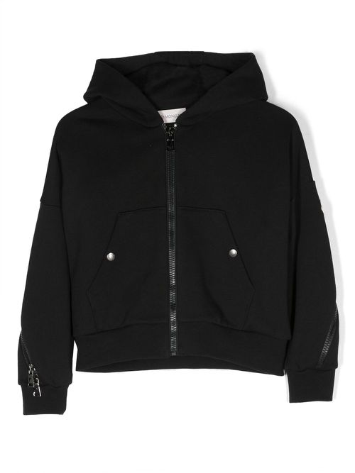Logo-patch cotton hoodie - Black