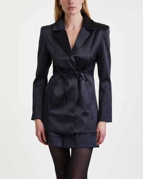Ganni Blazer Double Satin Tie String Black