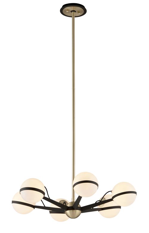 Troy Ace 6-Light Chandelier in Textured Bronze Brushed Bra