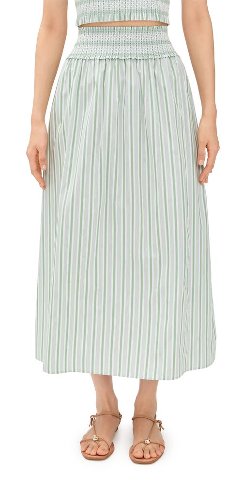 Hill House Home The Delphine Nap Skirt Variegated Stripe/Apple Green