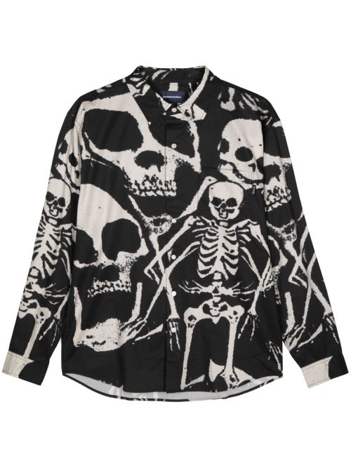 Skeleton-print cotton shirt - Black