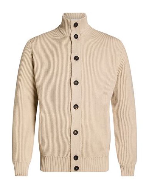 Man Cardigan Sand Size 42 Merino Wool