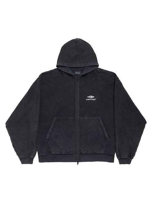 Men's 3B Sports Icon Inside-Out Zip-Up Hoodie - Black Faded