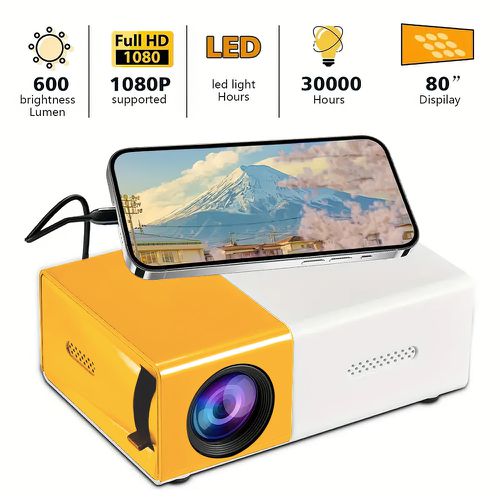 TEMU New Upgraded Portable Mini Projector, Easy To Connect With Mobile Phones, Convenient For Camping/office Use, Compatible With Usb/sd/av, Etc