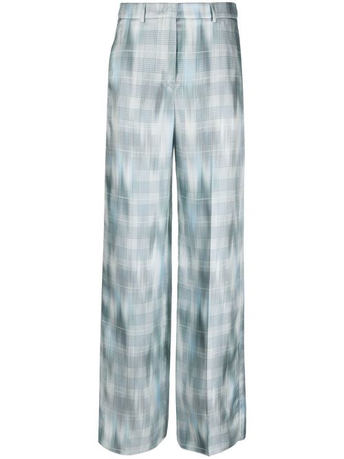 Prince of Wales silk trousers - Blue