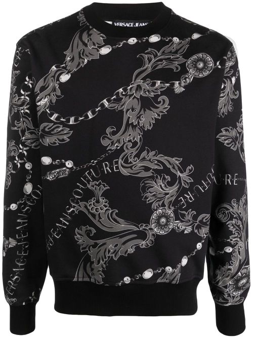 Baroque-pattern print jumper - Black