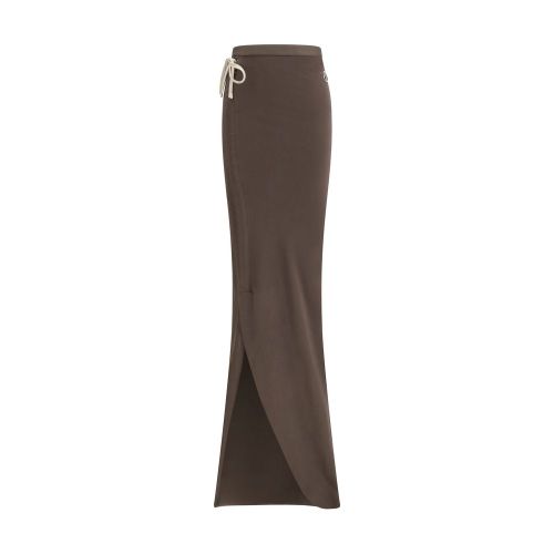 Fitted Jersey with Side Drawstring Skirt — Brown