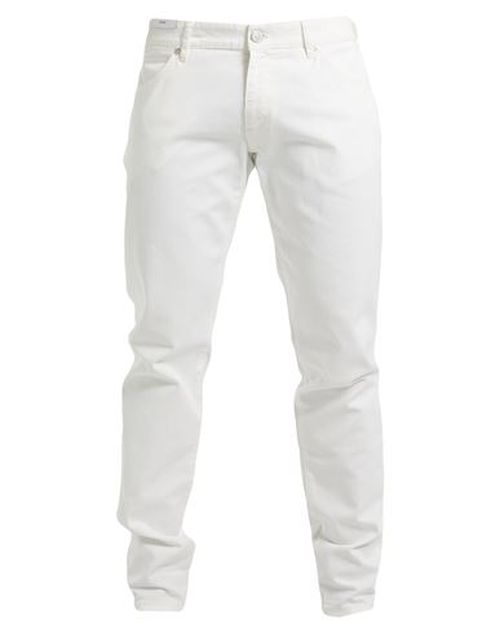 Man Jeans Ivory Size 34 Cotton, Elastane