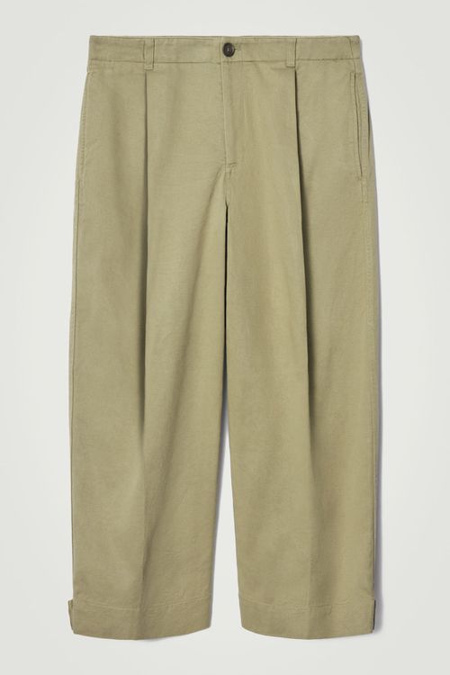 CROPPED BARREL-LEG PANTS