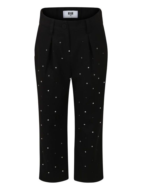 Pleat-detail embellished trousers - Black