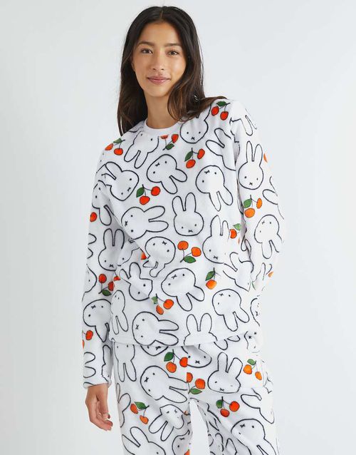 London miffy cherry fleece pyjama set in white - WHITE