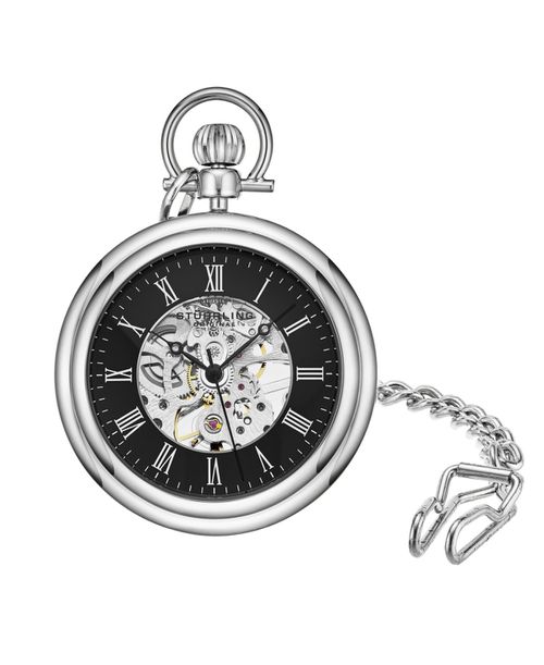 Vintage Hand-wind 47mm Skeleton Pocket Watch - Black