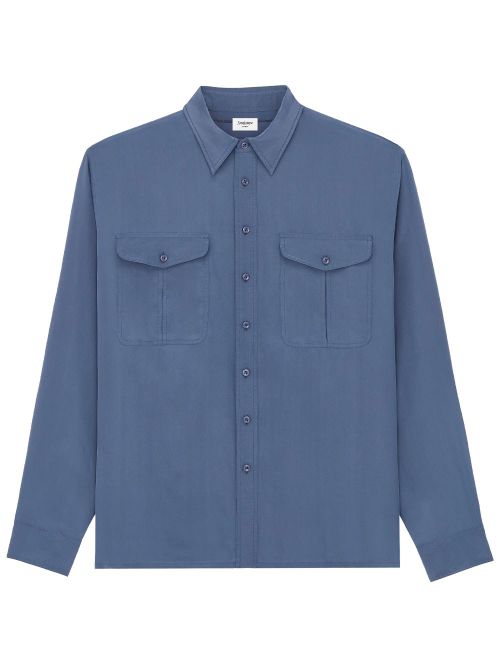 Viscose And Silk Shirt With Padded Shoulders