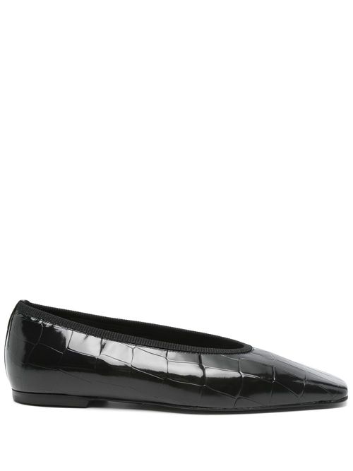 TOTEME Minimalist croco-embossed ballerinas - Black