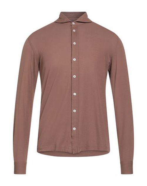 Man Shirt Brown Size 36 Cotton