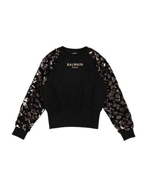 Kid Girl Sweatshirt Black Size 12 Cotton, Polyester, Polyurethane, Elastane, Metallic Polyester