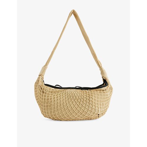 Womens Croissant Filt Woven Shoulder Bag