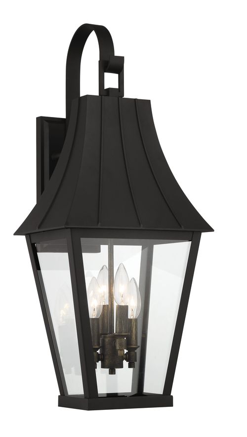 Chateau Grande 4-Light Outdoor Wall Light in Coal With Gold