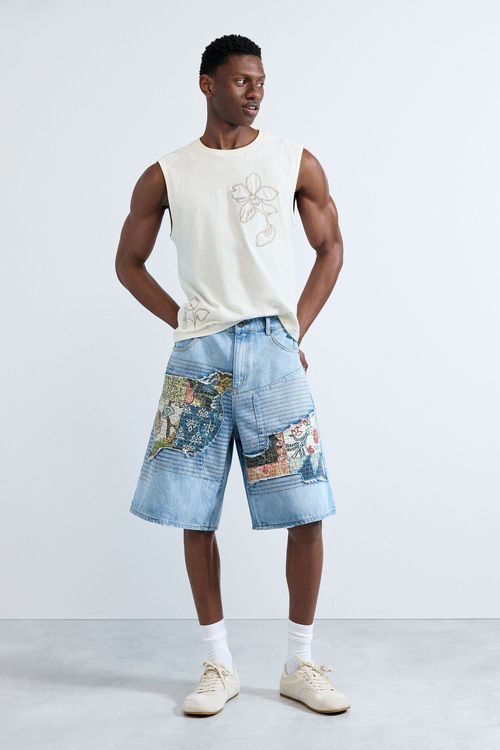 Denim bermuda patche