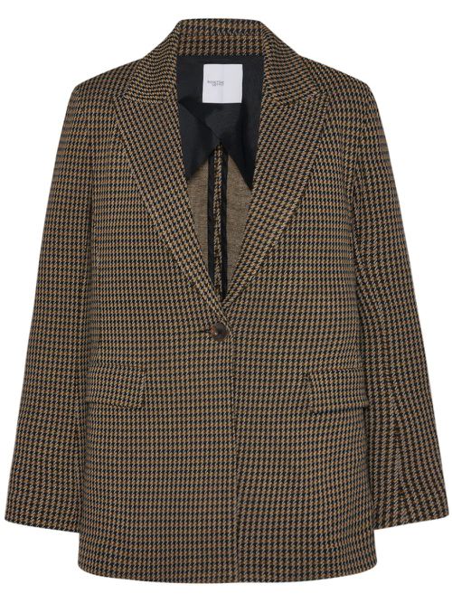 Houndstooth-pattern peak-lapels blazer - Green