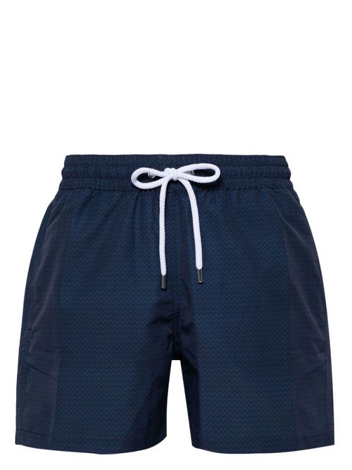 Copacabana-print drawstring swim shorts - Blue