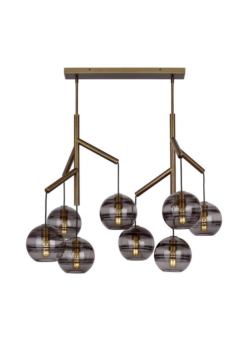 Sedona Contemporary Chandelier in Aged Brass and Transparent Smoke