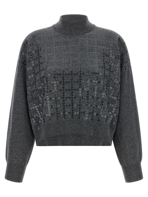 Sequin-Embellished Cashmere Sweater — Gray