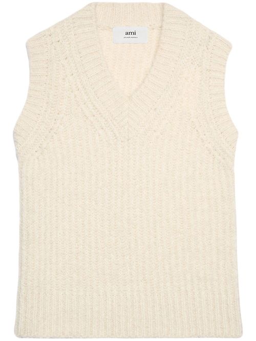Ribbed V-neck vest - Neutrals