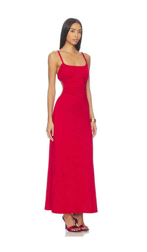SEVEN WONDERS Myla Braided Cut Out Maxi Dress in Red. L. Also in M, S
